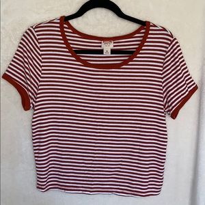 Mossimo Supply Co. White and Rust Striped Crop Top